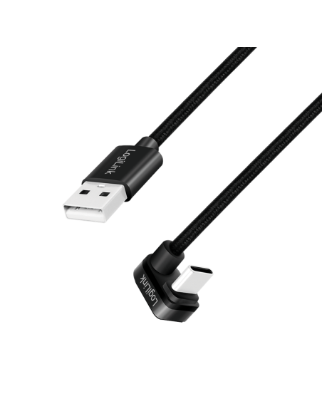 
CU0195 LOGILINK - Cable de  3,0m USB 2.0 0,48 Gbps  PD60W USB C Macho a USB-A Macho Negro Conector C 180º