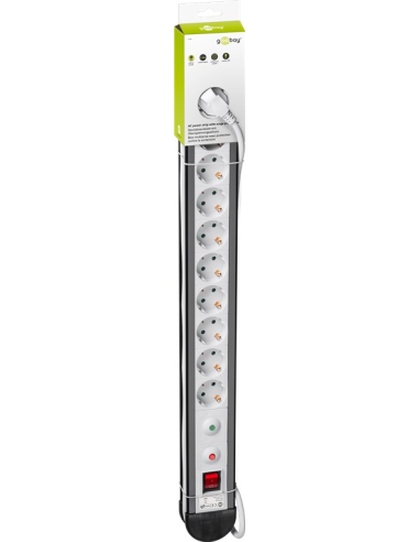 
Regleta de 10 tomas con Interruptor y Proteccion de Sobretensiones 1.4m Goobay 16A 3500W