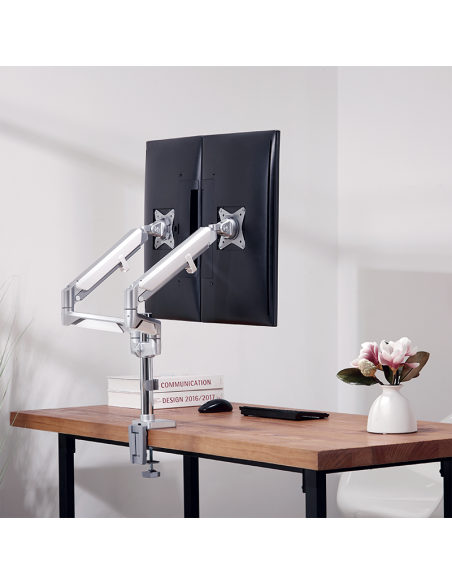 
LogiLink BP0089 - Soporte de Escritorio para 2 monitores de 17 a 32 Pulgadas (LCD, LED, OLED, etc.), con Resorte de Gas, para