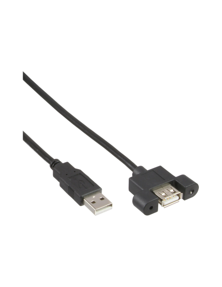 
33440E Cable adaptador USB 2.0 tipo A macho / A hembra para soporte con tornillos , 0,6 m