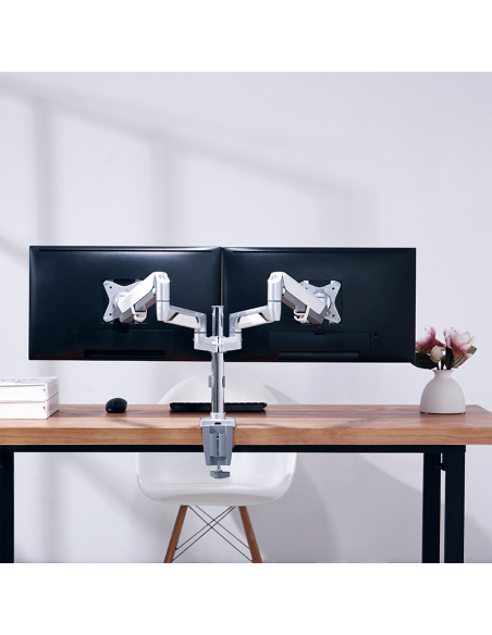
LogiLink BP0089 - Soporte de Escritorio para 2 monitores de 17 a 32 Pulgadas (LCD, LED, OLED, etc.), con Resorte de Gas, para