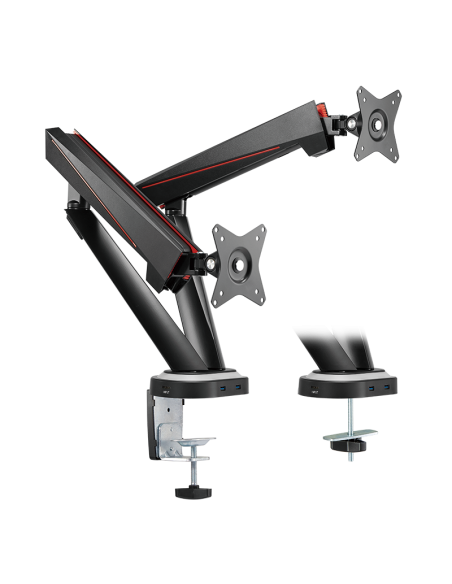 
BP0092 LOGILINK - Soporte de Escritorio para 2 monitores de 17 a 32 Pulgadas (LCD, LED, OLED, etc.), con Resorte de Gas, USB 