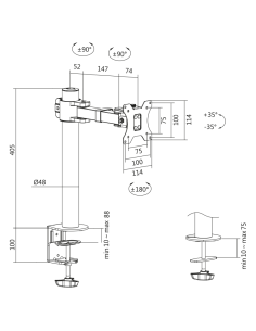 
LogiLink BP0104 - Soporte para Monitor (17-32", Longitud del Brazo: 199 mm, máx. 9 kg, VESA, inclinación, Giro, Giro), Color  2