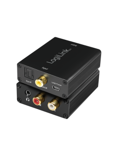 
CA0101 LOGILINK - Convertidor de Audio Digital a Analógico Toslink+Coax/RCA+Jack
Vista fortal y posterior (no es un KIT, es 