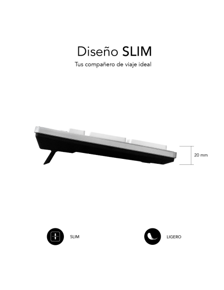 
SUBKBC-0EKE20 Teclado Ergonómico con cable USB Plano Silencioso Plata/Blanco. Conexión por cable USB Plug & Play con máxima p