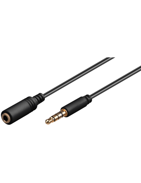 
62481 Cable  5,00m 3,5mm Macho 4-pin ST a 3,5mm Hembra 4-pin ST Negro Slim CU Goobay bulk