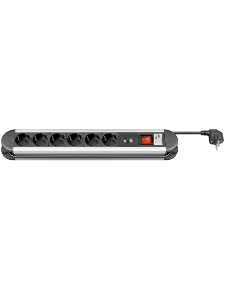 
93001 Regleta de  6 tomas con Interruptor y Proteccion de Sobretensiones Carcasa de Aluminio 1.4m Goobay 16A 3500W
