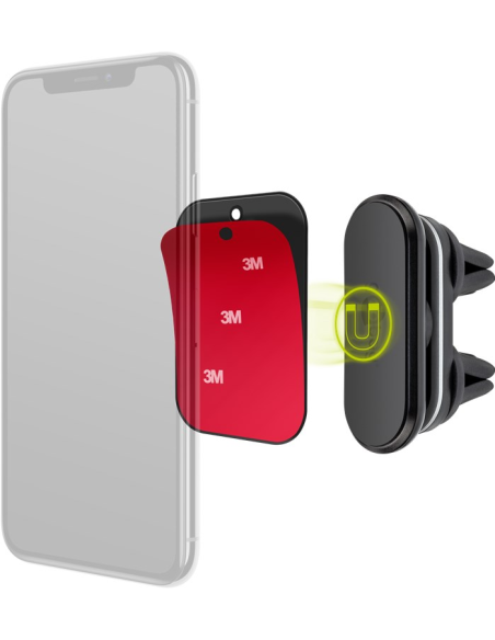 
45651 GOOBAY - El soporte magnético para teléfono Goobay para automóviles consta de 1x adaptador para montar en las rejillas 