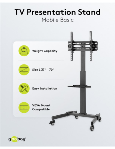 
59507 GOOBAY - Soporte de suelo ajustable 37-70" 35 Kg Goobay
