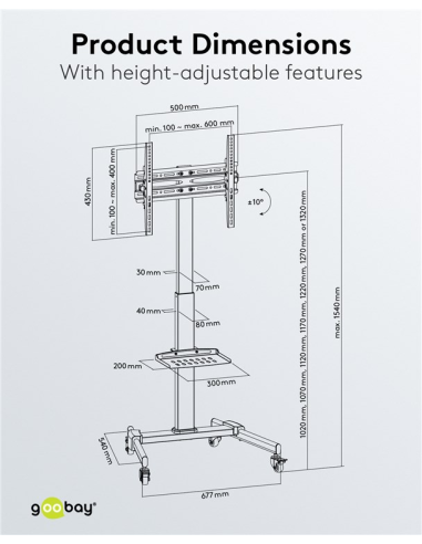 
59507 GOOBAY - Soporte de suelo ajustable 37-70" 35 Kg Goobay