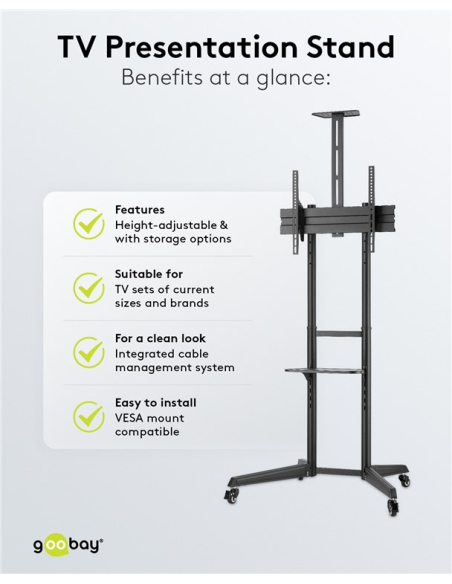 
59508 GOOBAY - Soporte de suelo ajustable 37-70" 50 Kg Goobay