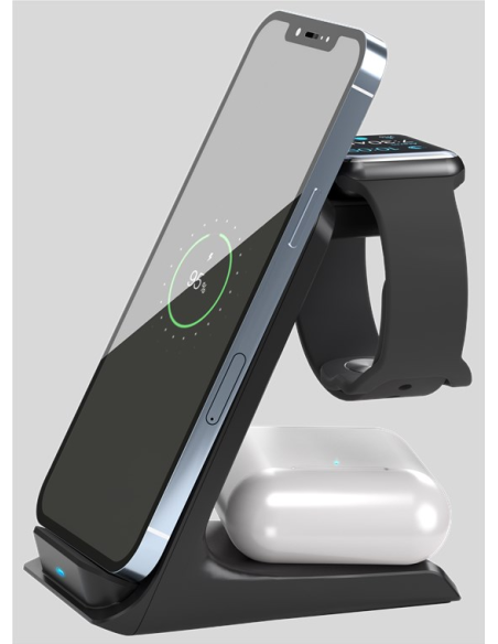 
60217 GOOBAY - Base de carga Inalambrica 15W con tecnologia QI 3 Dispositivos a la vez