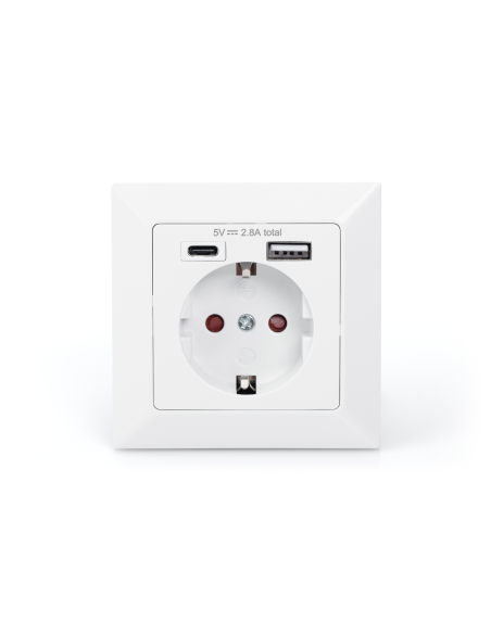 
DA-70615 DIGITUS - Enchufe empotrado con 1 USB Type C, 1 USB A Blanco Digitus
DIGITUS Enchufe empotrable con Cargador USB, 2