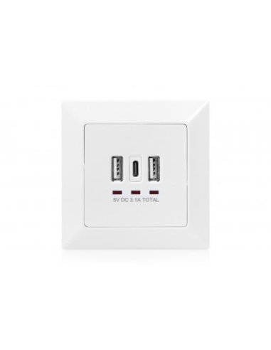
DA-70618 DIGITUS - Placa empotrado de carga para smartphones/tabletas.
Cargador USB (3 conectores USB-A y 1 puerto USB-C), 5