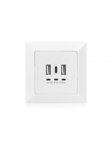 
DA-70618 DIGITUS - Placa empotrado de carga para smartphones/tabletas.
Cargador USB (3 conectores USB-A y 1 puerto USB-C), 5