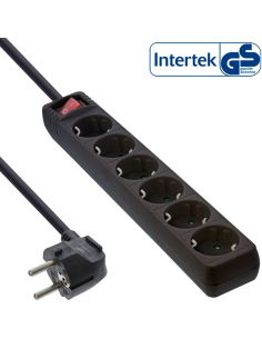
16463T -  Regleta de  6 tomas con Interruptor Negra y 3,00 metros de cable
