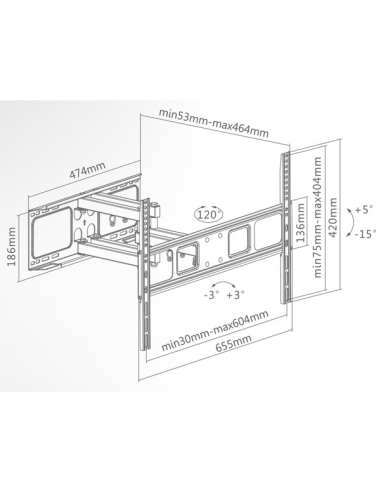 
SUPSTV011 SUPERIOR - Soporte de pared para TV, 37 pulgadas -70 Full Motion Extra Slim