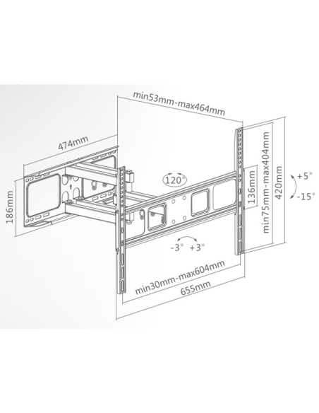 
SUPSTV011 SUPERIOR - Soporte de pared para TV, 37 pulgadas -70 Full Motion Extra Slim