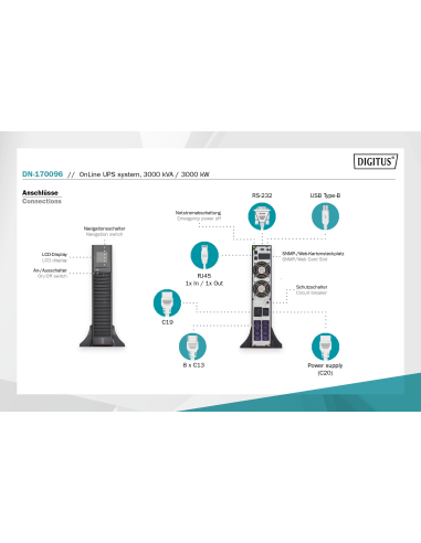 
DN-170096 DIGITUS - SAI 3000VA 3000W Online DIGITUS