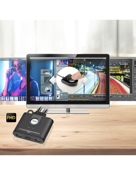 
CS22HF-AT ATEN - Switch KVM USB FHD HDMI de 2 puertos en formato cable.