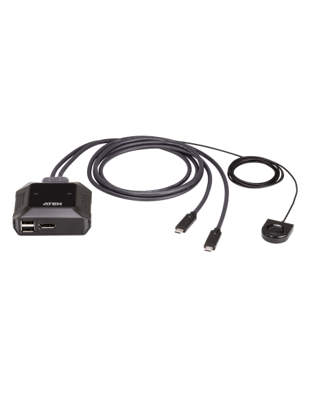 
US3312-AT ATEN - Switch KVM DisplayPort 4K USB-C de 2 puertos con selector de puertos remoto