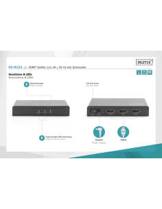 
DS-45324 DIGITUS 4K HDMI Splitter, 1x2, 4K2K, UHD/60Hz EDID, HDR, HDCP, black  2