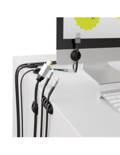 

70863 Juego de 5 piezas para organizar y sujetar cables, extraíble, Tamaños Varios, negro Blister 2