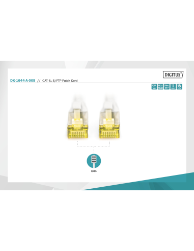 
DK-1644-A-005 DIGITUS - Latiguillo CAT 6A, S/FTP,  0.50 m, Gris, LSZH Digitus