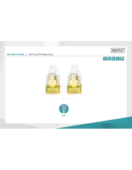 
DK-1644-A-030 DIGITUS - Latiguillo CAT 6A, S/FTP,  3.00 m, Gris, LSZH Digitus