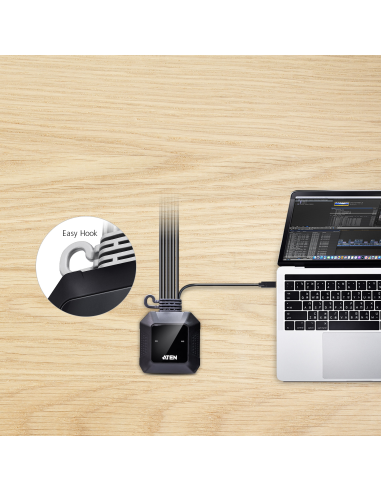 
CS52DP-AT ATEN - Switch KVM en formato cable híbrido DisplayPort de 2 puertos USB-C 