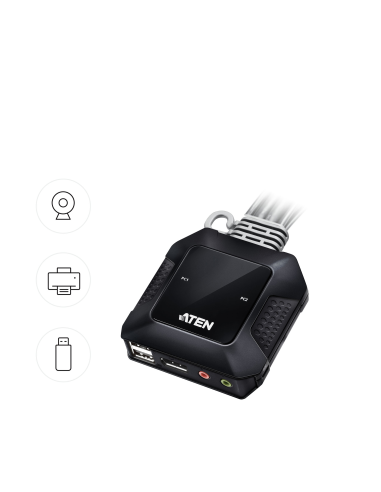 
CS52DP-AT ATEN - Switch KVM en formato cable híbrido DisplayPort de 2 puertos USB-C 