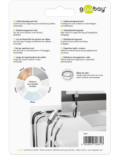 
70861 Juego de 5 piezas para organizar y sujetar cables, extraíble, Tamaños Varios, Blanco Blister 2