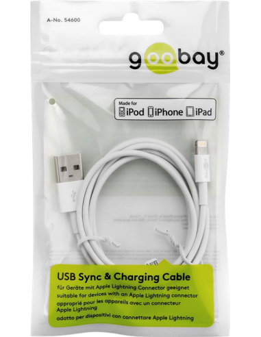 72909 GOOBAY - Cable de carga datos USB AM a Apple Lightning  3,00m
