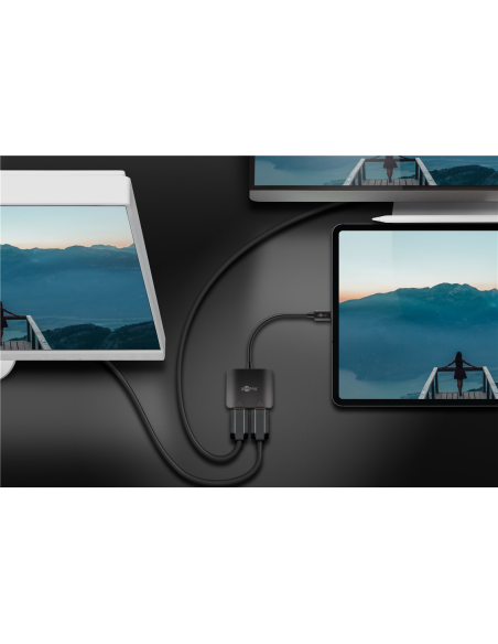 
60173 GOOBAY - Mini Dock USB C Macho a 2x HDMI 0.18Cm 4K/60Hz doble Monitor Compatible con modo SST y MST