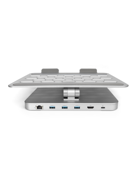 
DA-90429 Soporte para ordenador portátil con función de hub USB-C 3 USB 3.0, 1 4KHDMI, 1 RJ45, 1 carga PD