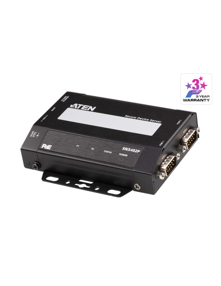 
SN3402P-AX ATEN - Servidor de dispositivo seguro RS-232/422/485 de 2 puertos con PoE