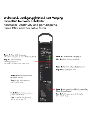 
WZ0076 Tester 3 en 1  de cables de red de mapeo de puertos y continuidad Logilink