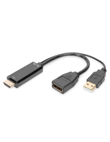 
AK-330101-002-S DIGITUS - Adaptador HDMI M a DP F con alimentación eléctrica externa 4K con 30 Hz. 0,2 m negro