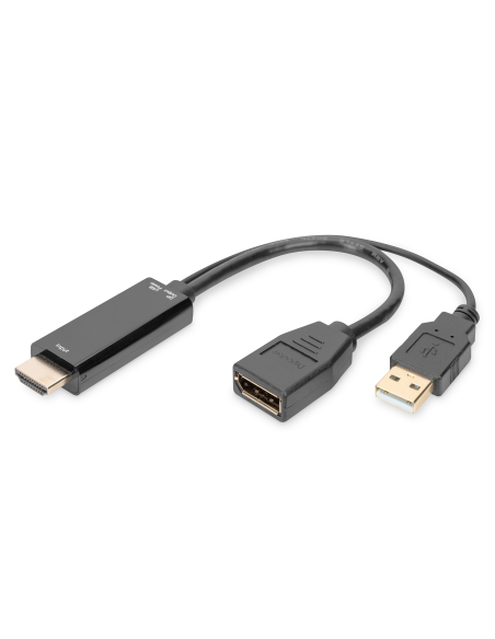 
AK-330101-002-S DIGITUS - Adaptador HDMI M a DP F con alimentación eléctrica externa 4K con 30 Hz. 0,2 m negro