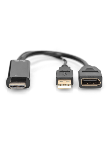 
AK-330101-002-S DIGITUS - Adaptador HDMI M a DP F con alimentación eléctrica externa 4K con 30 Hz. 0,2 m negro