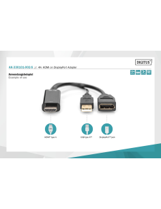 
AK-330101-002-S DIGITUS - Adaptador HDMI M a DP F con alimentación eléctrica externa 4K con 30 Hz. 0,2 m negro