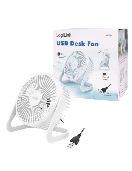 
UA0403 Ventilador de escritorio USB, 15,24 cm, 40 dB, blanco Logilink