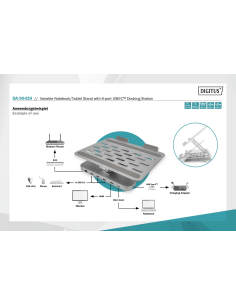 
DA-90429 Soporte para ordenador portátil con función de hub USB-C 3 USB 3.0, 1 4KHDMI, 1 RJ45, 1 carga PD 2