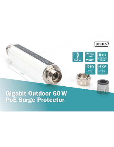 
DN-95424 DIGITUS - Protección contra sobretensiones  60 W Gigabit PoE. Digitus DN-95424 es una protección contra sobretension