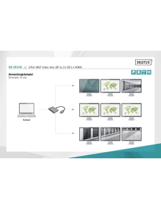 
DS-45336 DIGITUS - Hub de vídeo MST de 3 puertos (DP -> 2 DP, 1 HDMI) Triple monitor