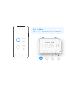 
4CHPROR3 - SONOFF 4CH Pro R3 Interruptor inteligente Wi-Fi de 4 canales, 3500 W, para persianas y garajes