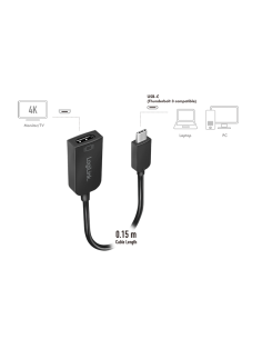 
UA0236A LOGILINK - Adaptador USB C Macho a HDMI Hembra 0.15m 4K/30Hz (3840x2160), Negro, Bolsa de Colgar 2