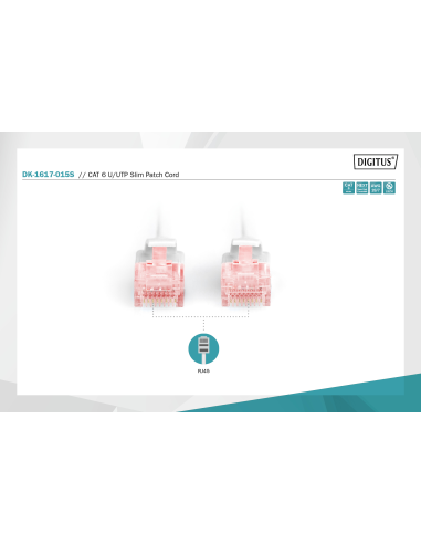 
DK-1617-015S DIGITUS - Latiguillo CAT 6 U-UTP slim, Cu, LSZH AWG 28/7, longitud 1,5 m, color gris. Permite un cableado flexib