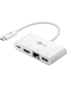 
62105 GOOBAY - Adaptador Multipuerto USB C (HDMI + Ethernet, PD), Blanco