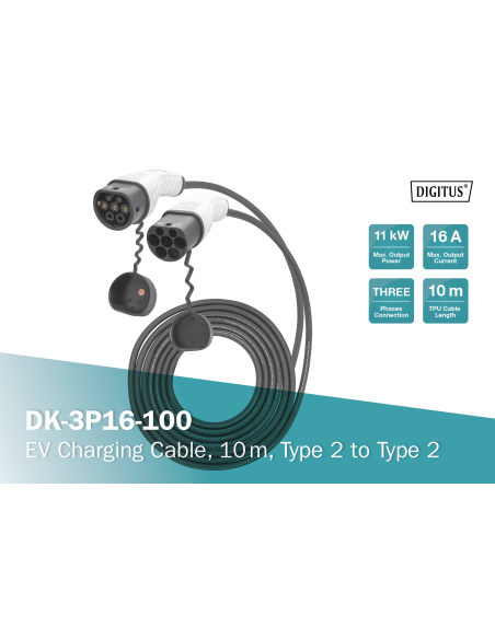 
Número de artículo: DK-3P16-100
EAN: 4016032481447

Automóvil, trifásico, 415 V, 16 A, 10 m Cable de carga tipo 2 a tipo 2